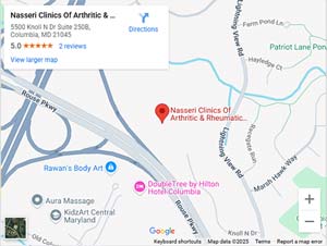 Get Directions to Nasseri Clinic of Arthritic & Rheumatic Diseases in Columbia, MD