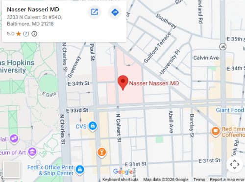 Directions From Your Location to Nasseri Clinic of Arthritic & Rheumatic Diseases in North Baltimore, MD