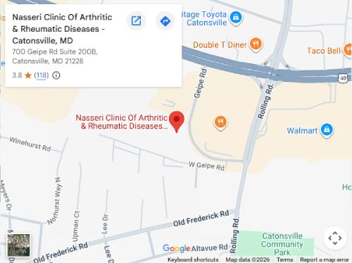 Directions to Nasseri Clinic of Arthritic and Rheumatic Diseases in Catonsville, MD