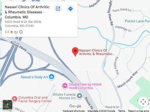 Directions From Your Location to Nasseri Clinic of Arthritic & Rheumatic Diseases in Columbia, MD