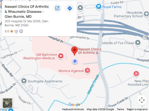 Directions From Your Location to Nasseri Clinic of Arthritic & Rheumatic Diseases in Glen Burnie, MD